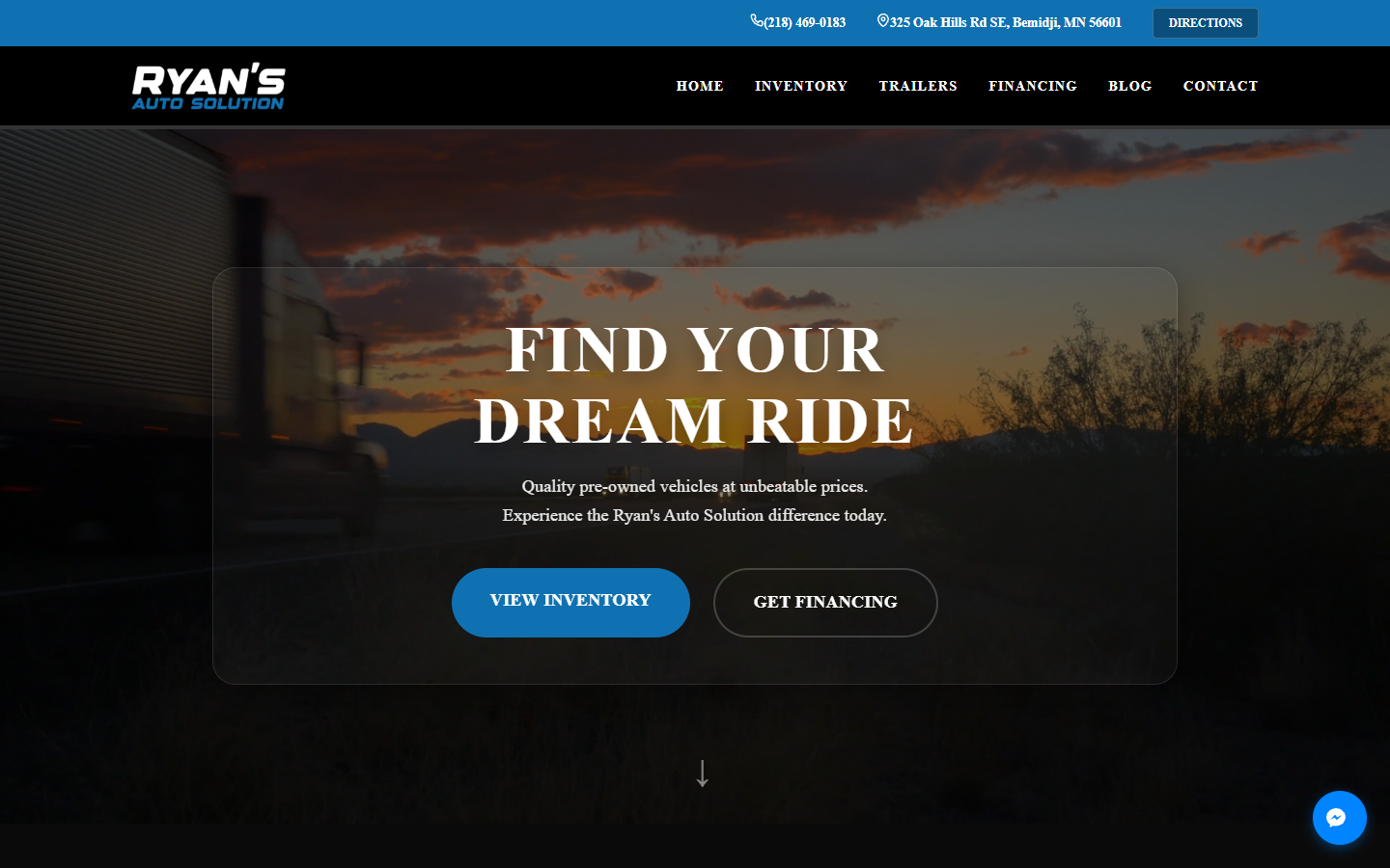 Ryan's Auto Solution website screenshot